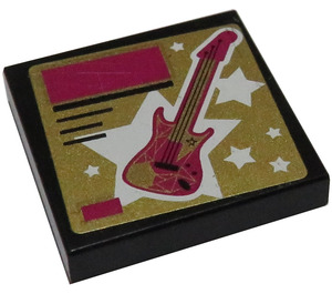 LEGO Tile 2 x 2 with Guitar From set 41106 Sticker with Groove (3068)