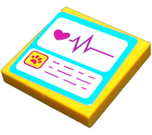 LEGO Tile 2 x 2 with Heart Screen 41085 Sticker with Groove (3068)