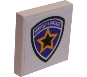 LEGO Tile 2 x 2 with Highway Patrol Logo Sticker with Groove (3068)