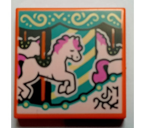 LEGO Tile 2 x 2 with Horse Carousel with Groove (3068)