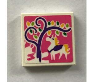 LEGO Tile 2 x 2 with Horse underneath Tree Sticker with Groove (3068)