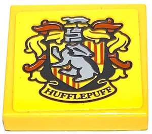 LEGO Tile 2 x 2 with Hufflepuff Sticker with Groove (3068)