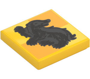 LEGO Tile 2 x 2 with Hufflepuff Symbol with Groove (3068 / 107485)