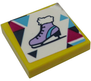 LEGO Tile 2 x 2 with Ice Skate Sticker with Groove (3068)