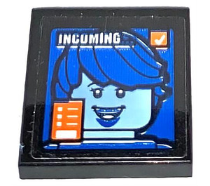 LEGO Tile 2 x 2 with Incoming Video Call Sticker with Groove (3068)