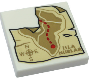 LEGO Tile 2 x 2 with Isla nublar Map with Groove (3068 / 53286)