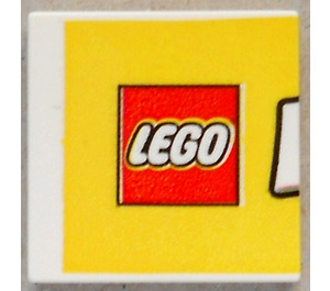 LEGO Tuile 2 x 2 avec LEGO logo sur Jaune Background avec rainure (3068)