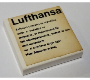 LEGO Tile 2 x 2 with Lufthansa Sticker with Groove (3068)