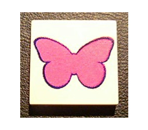 LEGO Tile 2 x 2 with Magenta Butterfly with Groove (3068)