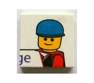 LEGO Tile 2 x 2 with Man and 'ge' with Groove (3068)