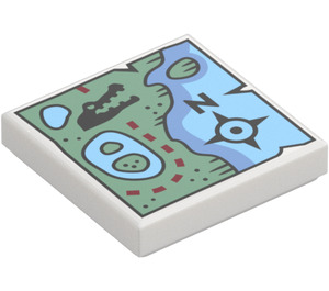 LEGO Tile 2 x 2 with Map with Crocodile with Groove (3068)