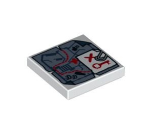 LEGO Fliese 2 x 2 mit Map mit rot Schlüssel mit Nut (3068 / 23091)