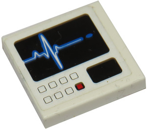 LEGO Tile 2 x 2 with Medical ECG Graph Sticker with Groove (3068)