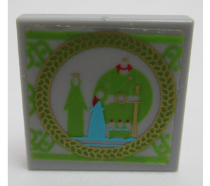 LEGO Tile 2 x 2 with Medieval Family Tapestry Sticker with Groove (3068)