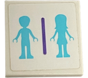 LEGO Tile 2 x 2 with Medium Azure Friends Figures Silhouettes Sticker with Groove (3068)