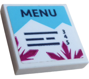 LEGO Tile 2 x 2 with "MENU" Sticker with Groove (3068)