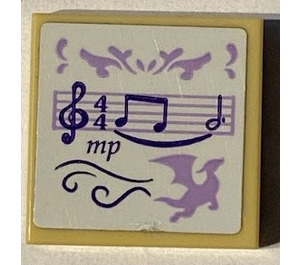 LEGO Tile 2 x 2 with Music Notes Sticker with Groove (3068)