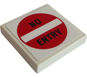 LEGO Fliese 2 x 2 mit '"NO ENTRY" Sign Aufkleber mit Nut (3068)