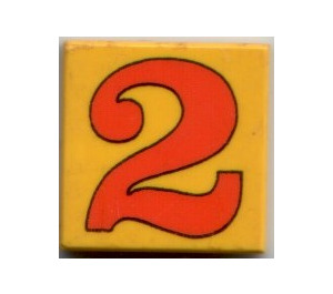 LEGO Tile 2 x 2 with Number 2 with Groove (3068)