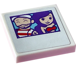 LEGO Tile 2 x 2 with Picture of a couple Sticker with Groove (3068)