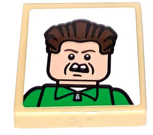 LEGO Tile 2 x 2 with Picture of Buzz McCallister Sticker with Groove (3068)