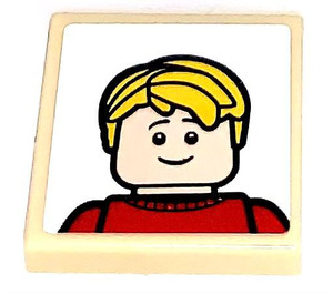 LEGO Tile 2 x 2 with Picture of Kevin McCallister Sticker with Groove (3068)