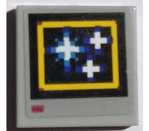 LEGO Fliese 2 x 2 mit Pixel Stars Aufkleber mit Nut (3068)