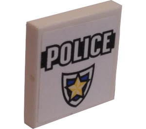 LEGO Tile 2 x 2 with Police and Badge Sticker with Groove (3068)