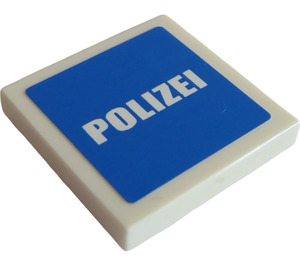 LEGO Tile 2 x 2 with "POLIZEI" Sticker with Groove (3068)