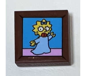 LEGO Tile 2 x 2 with Portrait of Maggie Simpson Sticker with Groove (3068)