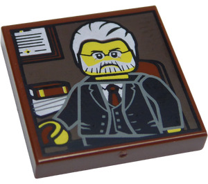 LEGO Tile 2 x 2 with Portrait of Older Bearded Man with Groove (3068 / 25808)