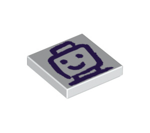 LEGO Tile 2 x 2 with Purple Minifigure Head Drawing with Groove (3068 / 49334)