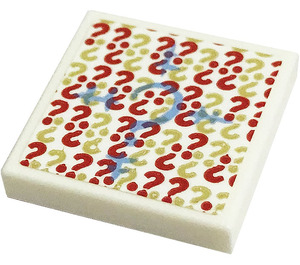 LEGO Tile 2 x 2 with Question marks Sticker with Groove (3068)