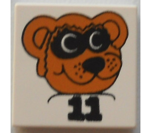 LEGO Tile 2 x 2 with Raccoon and "11" with Groove (3068)