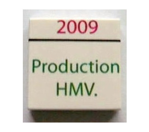 LEGO Tile 2 x 2 with Red 2009 and Green Prodcution HMV. with Groove (3068)