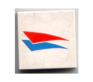 LEGO Tile 2 x 2 with Red and Blue Windsurfer Pattern with Groove (3068)