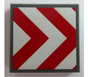 LEGO Tile 2 x 2 with Red and White Danger Stripes Sticker with Groove (3068)