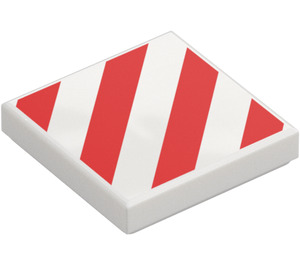 LEGO Tile 2 x 2 with Red Hazard Stripes with Groove (3068)