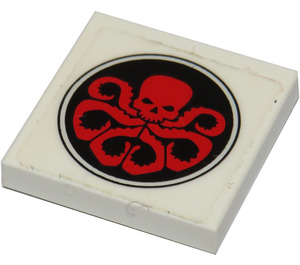 LEGO Tile 2 x 2 with Red Logo Hydra on Black Ciecle Sticker with Groove (3068)