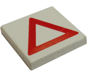 LEGO Tile 2 x 2 med Rød Warning Triangel med Rille (3068 / 80174)