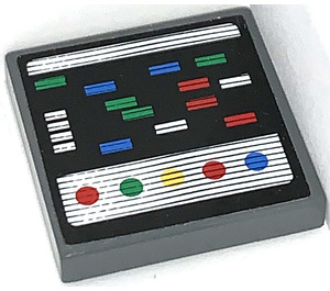 LEGO Tile 2 x 2 with Screen with Colored Bars and Buttons Sticker with Groove (3068)