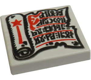 LEGO Tile 2 x 2 with Scroll with Ancient Writings and Red Magic Wand with Groove (3068)