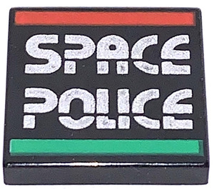 LEGO Tile 2 x 2 with Space Police II with Groove (3068)