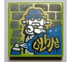 LEGO Tile 2 x 2 with Spray Paint Can with Groove (3068)