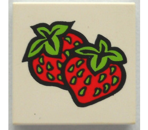 LEGO Tile 2 x 2 with Strawberries with Groove (3068)
