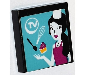 LEGO Tile 2 x 2 with TV Cook Sticker with Groove (3068)