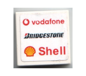 LEGO Tile 2 x 2 with Vodafone, Bridgestone, and Shell Logos Sticker with Groove (3068)