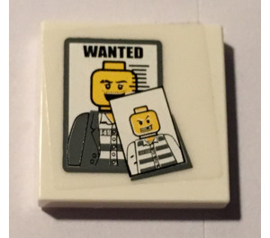 LEGO Tile 2 x 2 with Wanted Poster Sticker with Groove (3068)