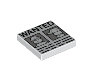 LEGO Tile 2 x 2 with Wanted Poster with Minfigure with Cap with Groove (3068 / 37471)