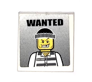 LEGO Tile 2 x 2 with Wanted Sticker with Groove (3068)